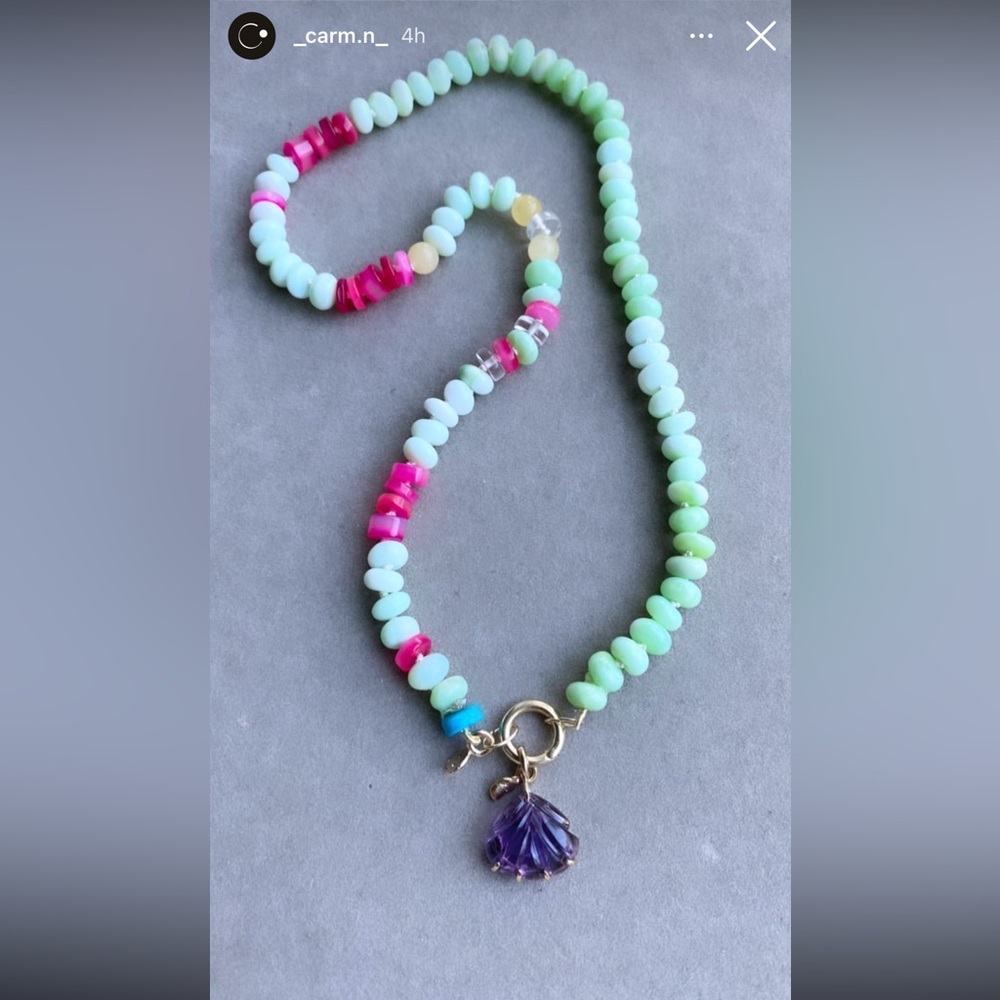 Original Carm.n Bright Flower Beaded Necklace 18.25”